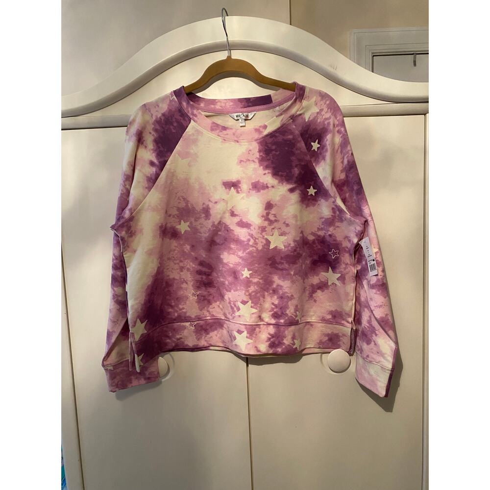 Wild Fox Tie Dye Star Crewneck Boxy Pullover Oversize Sweatshirt Large Women